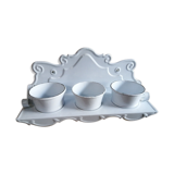 Enamelled metal shelf 3 jar caches