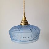 Art Deco pendant lamp in blue opaline
