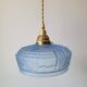 Suspension Art déco en opaline bleue
