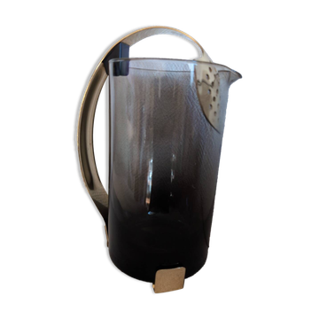 Carafe en verre fumé et laiton, 1970