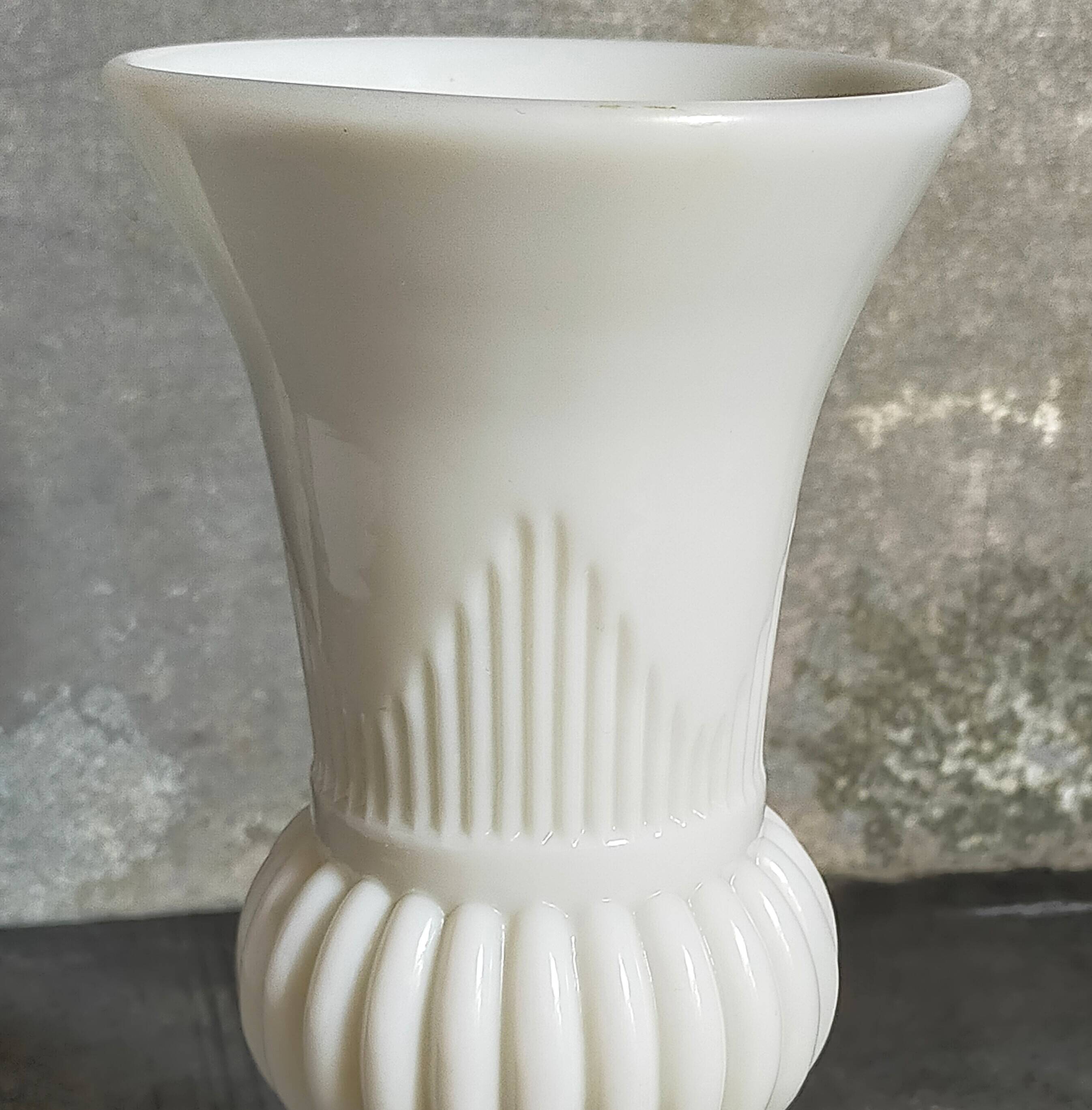Antique milk glass baluster vase early 20th century