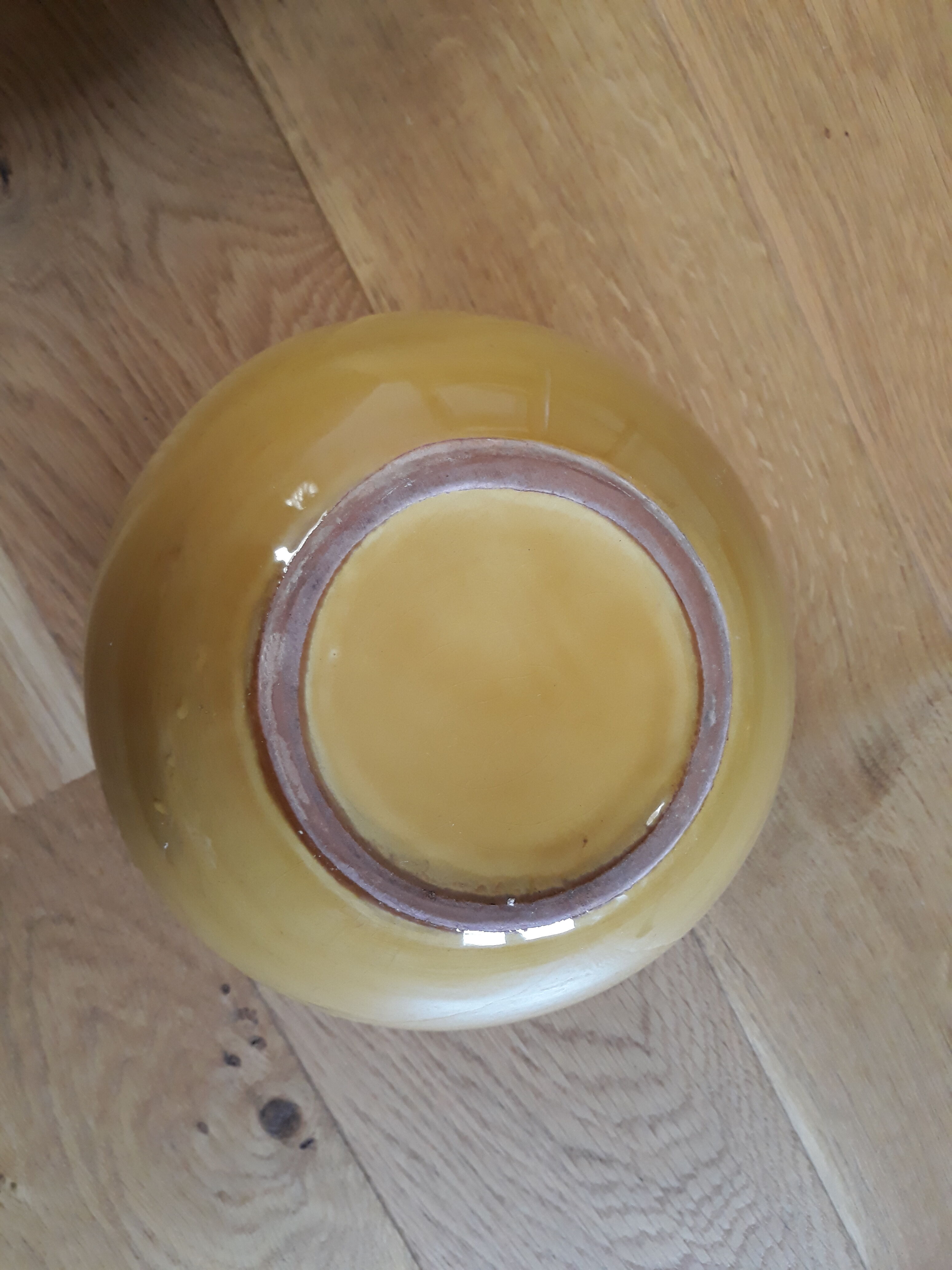 Ceramic vase enamelled yellow mustard ball shape