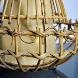Lampe de table en rotin, art populaire, France, 1960