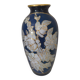 Cobalt blue porcelain vase from Limoges, France with floral pattern.