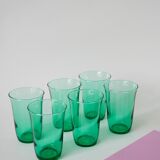 Lot de 6 verres en verre vert 1970