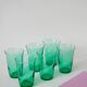 Set of 6 green glass glasses 1970