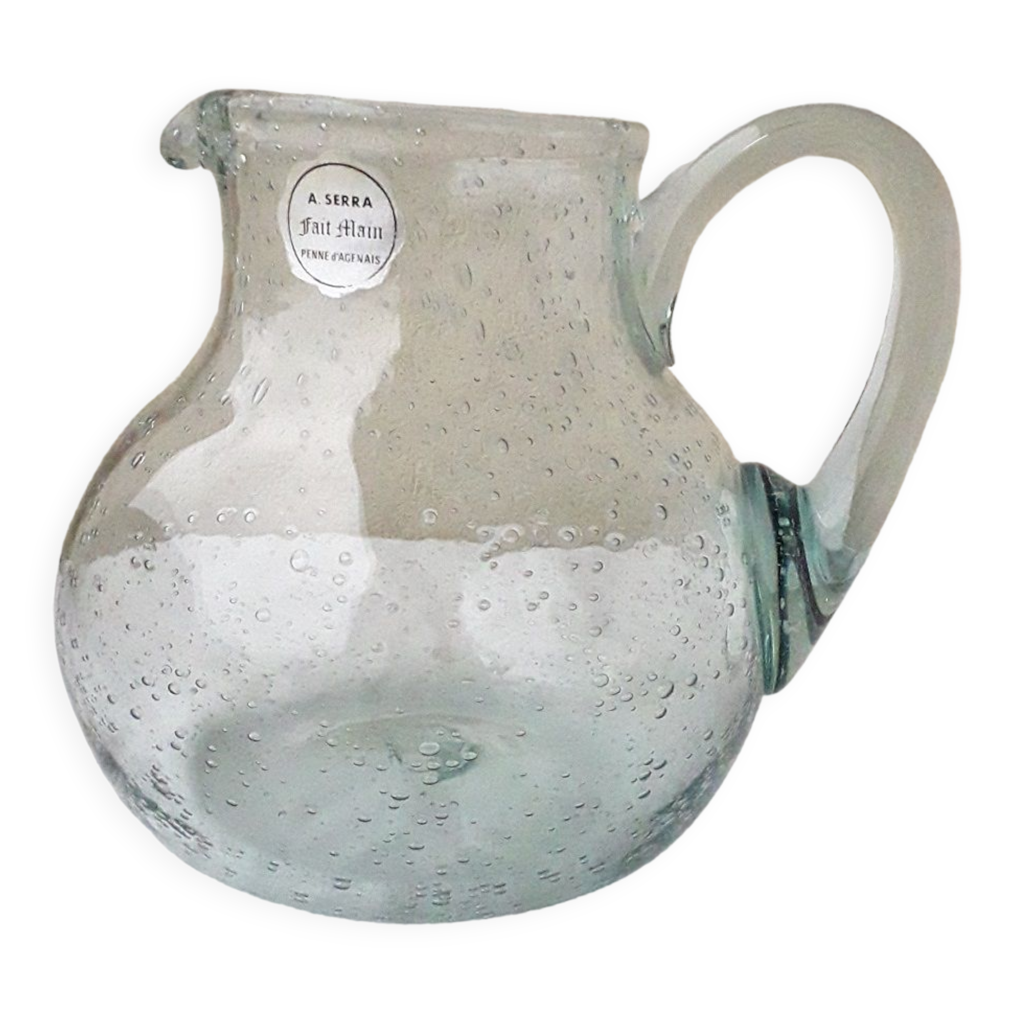 Bubbled glass pitcher