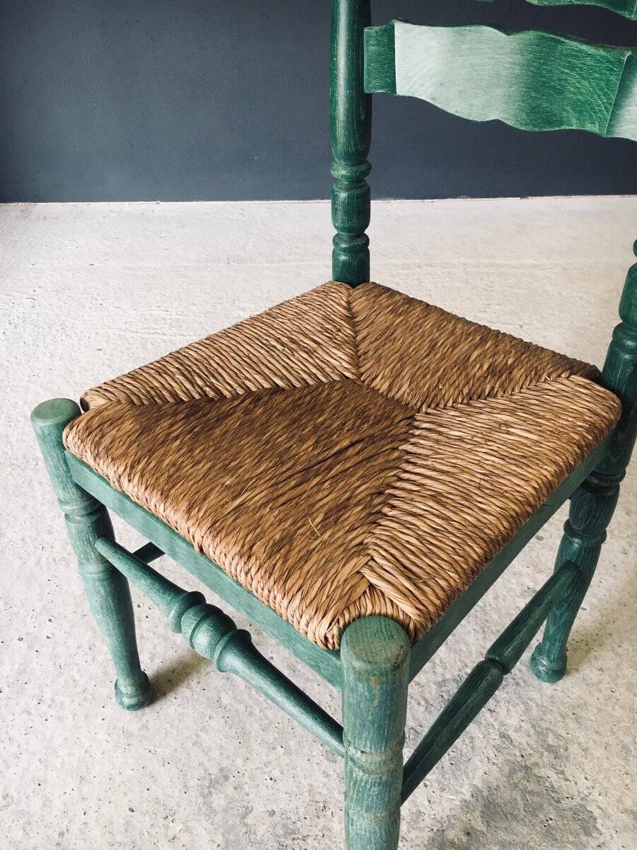 Rustic Austrian Alps Green Side Chairs, Austria, 1950s, Set of 2