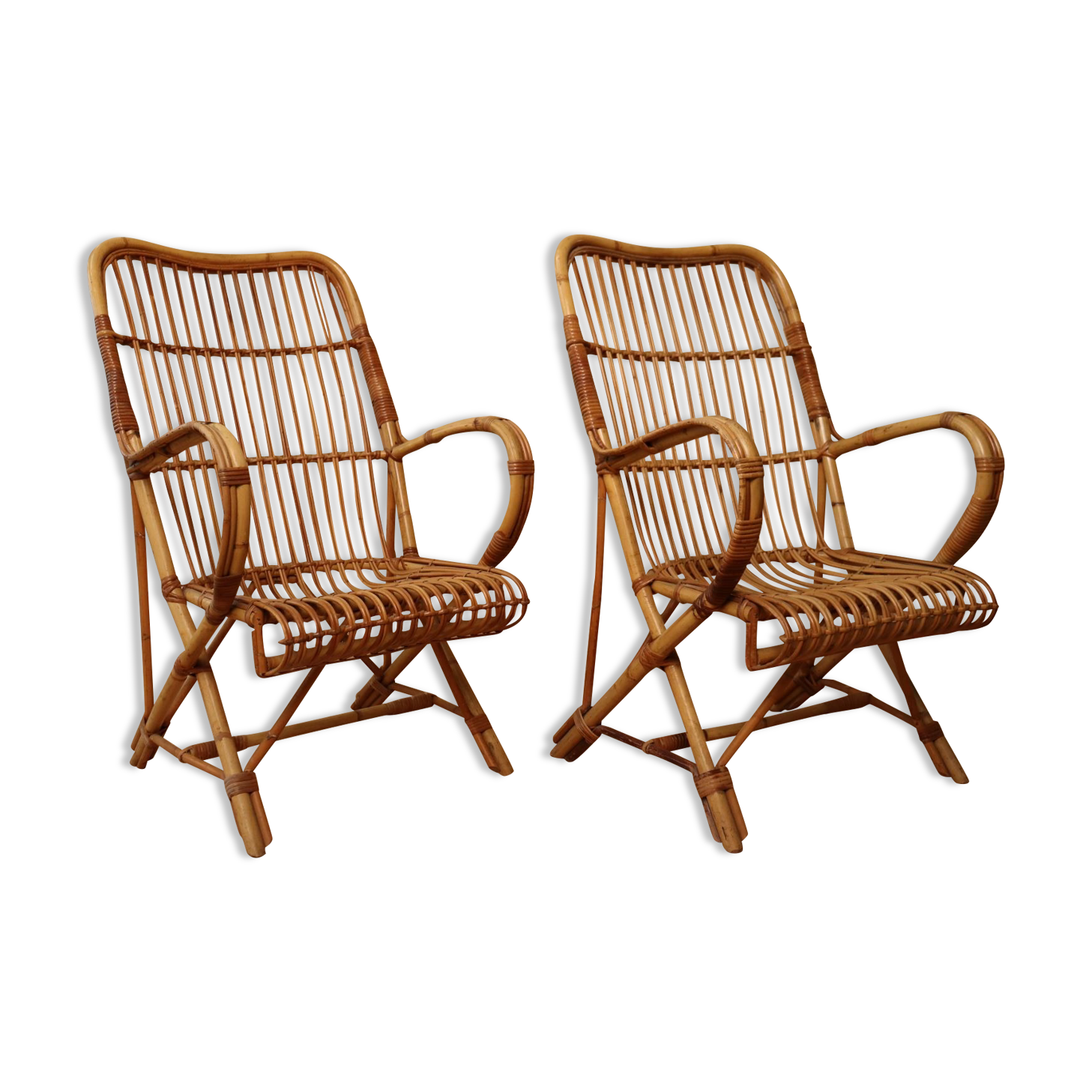 Pair Rattan Armchairs