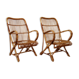 Pair Rattan Armchairs
