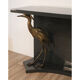 Vintage lacquered wooden console decorated with brass herons 1970