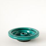 Large ceramic candlestick, handmade, green, 1970.