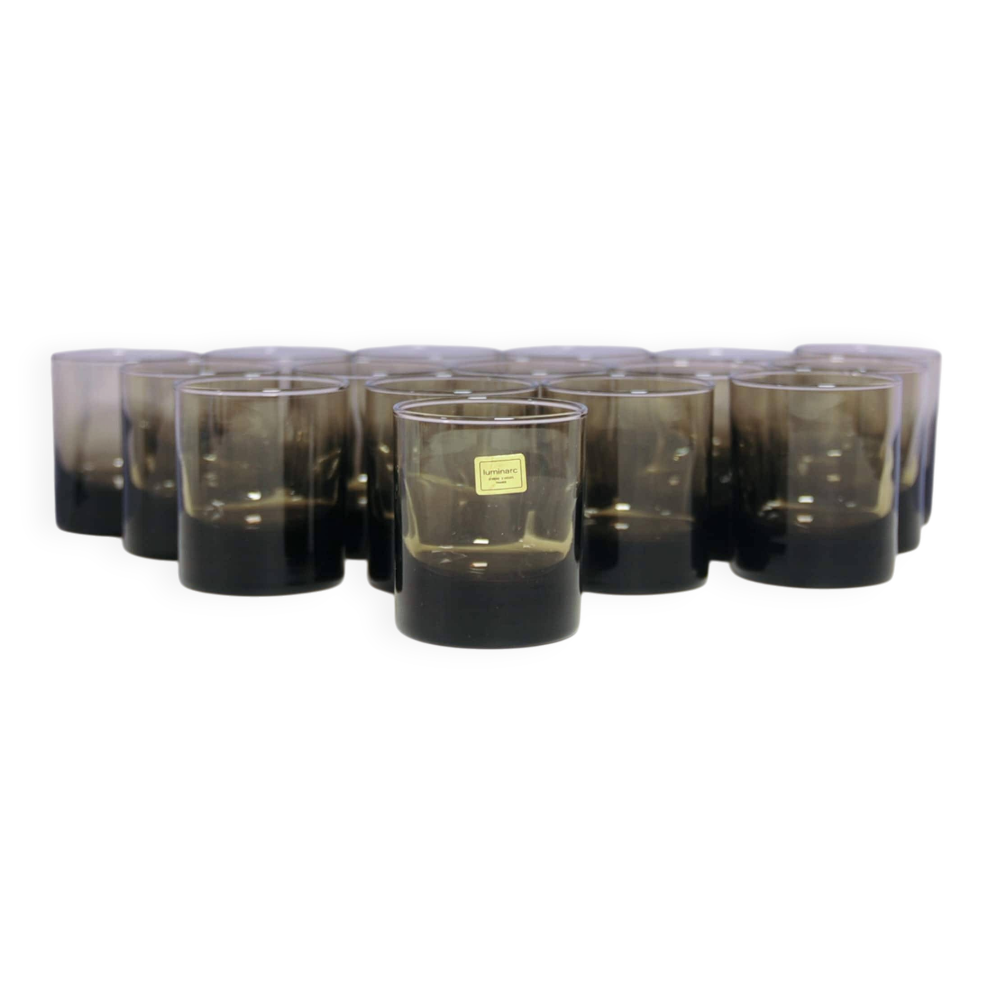 Set of 16 dark brown Luminarc glasses