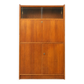 Vintage teak secretary with sliding display cabinet, 1960s.