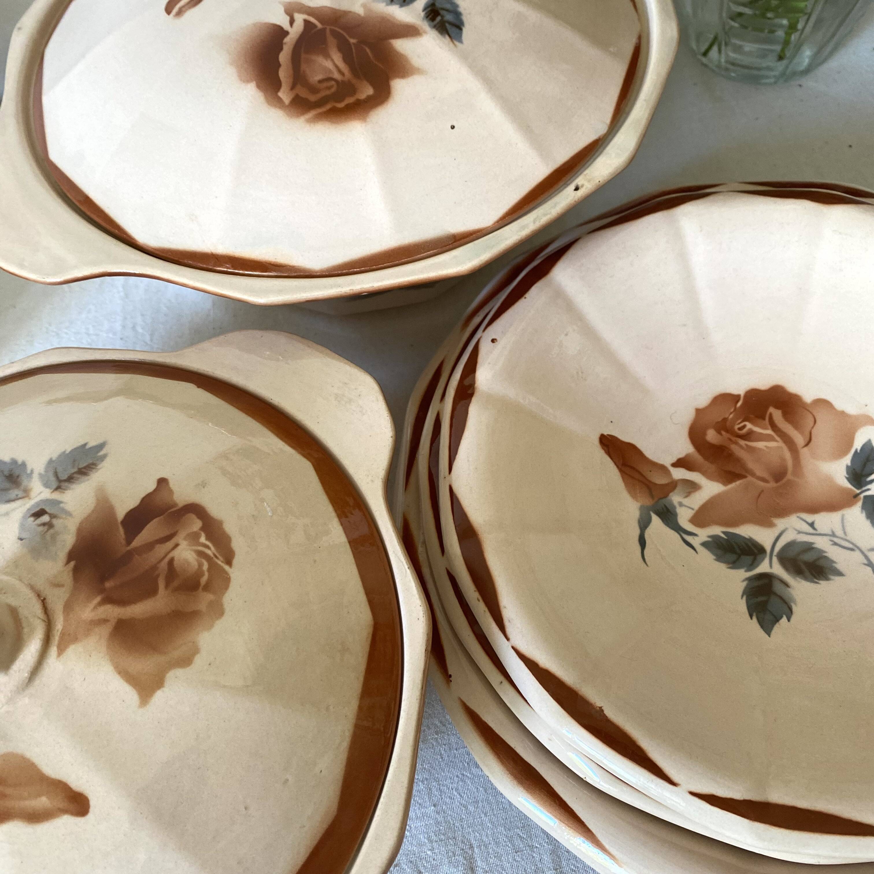 Pink Digoin soup tureens