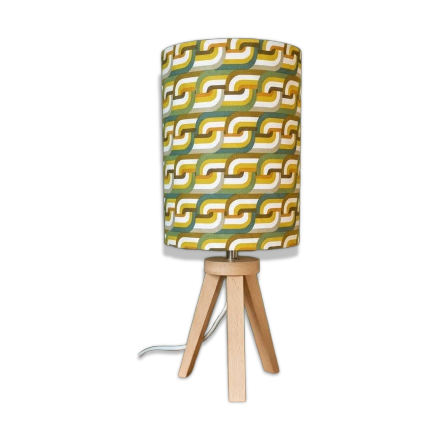 Tripod lamp wood pop Scandinavian | psychedelic print seventies