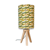 Tripod lamp wood pop Scandinavian | psychedelic print seventies