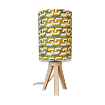 Tripod lamp wood pop Scandinavian | psychedelic print seventies
