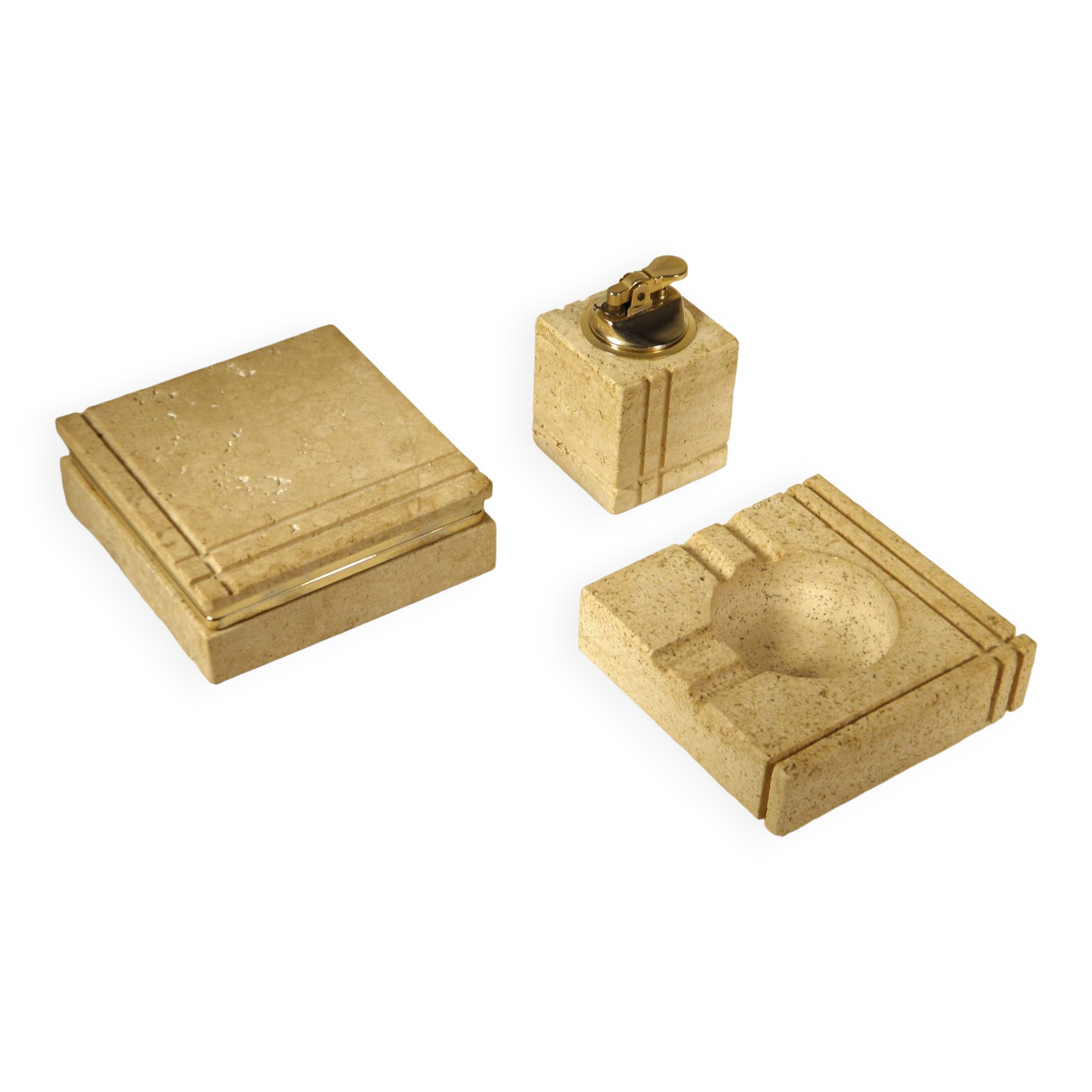 Mannelli travertine smoking set