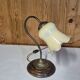 Tulip table lamp with a swan neck in brass and opaline Art Deco.