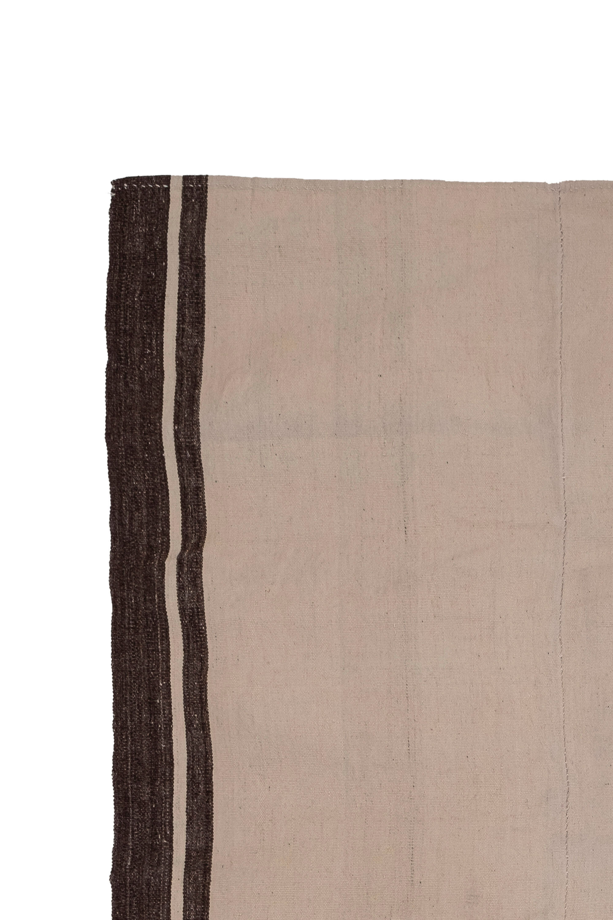 Turkish flat-weave hemp rug off-white with stripes 160 x 332 cm