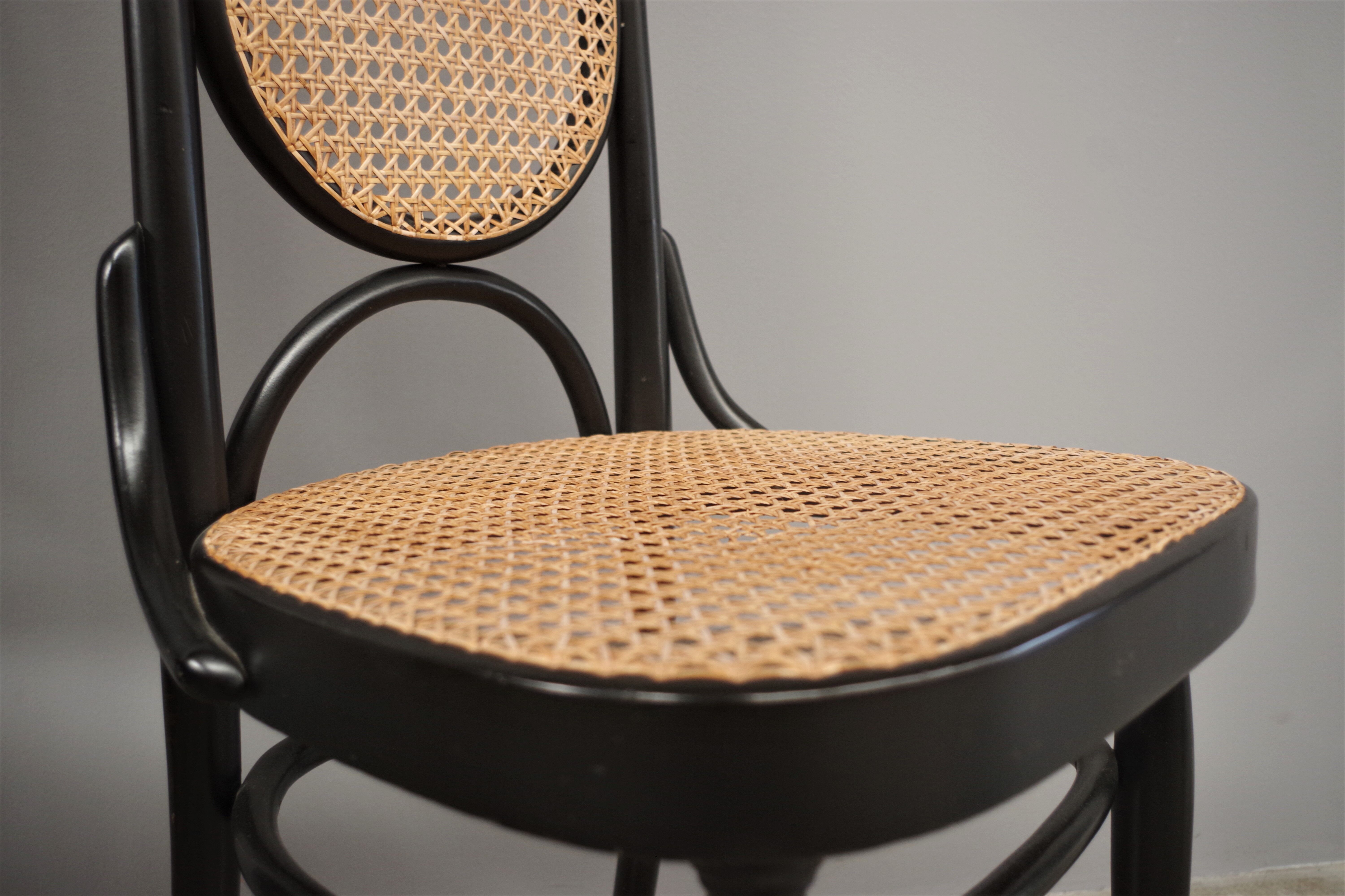 Chairs in curved beech and vienna straw, 1980s, set of 4