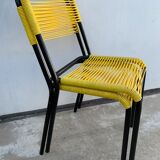 4 yellow scoubidou chairs, 1950