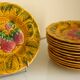 Dessert service of 12 barbotine plates, Sarreguemines, vintage