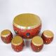 Drum coffee table and its 4 nesting stools in Chinese lacquered wood - Jin
