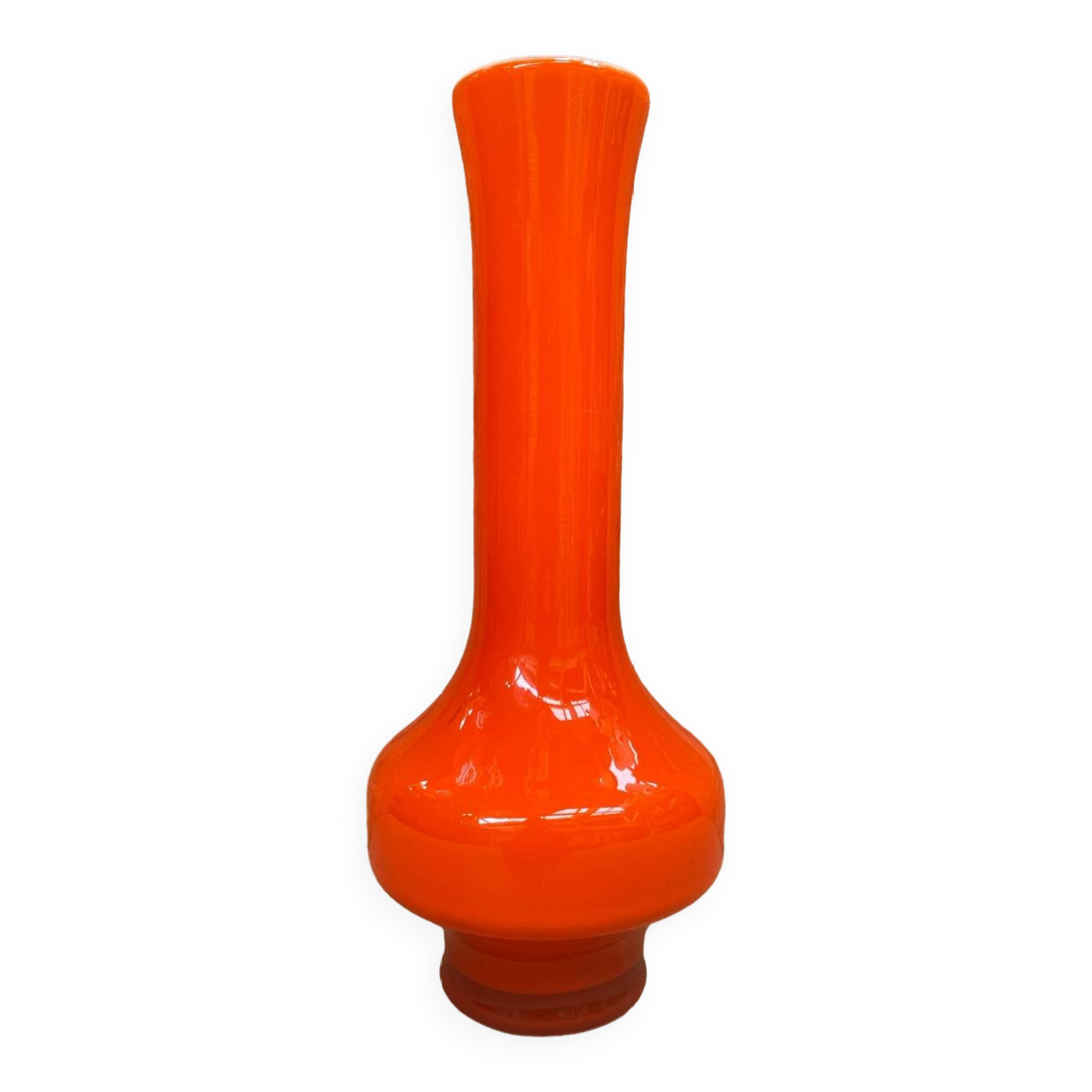 Old vase soliflore murano multilayer glass orange & white vintage