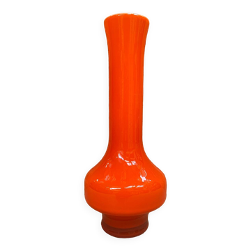 Ancien vase soliflore murano verre multicouche orange & blanc vintage