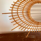 Vintage rattan sun mirror from the 60s, 73x92 cm