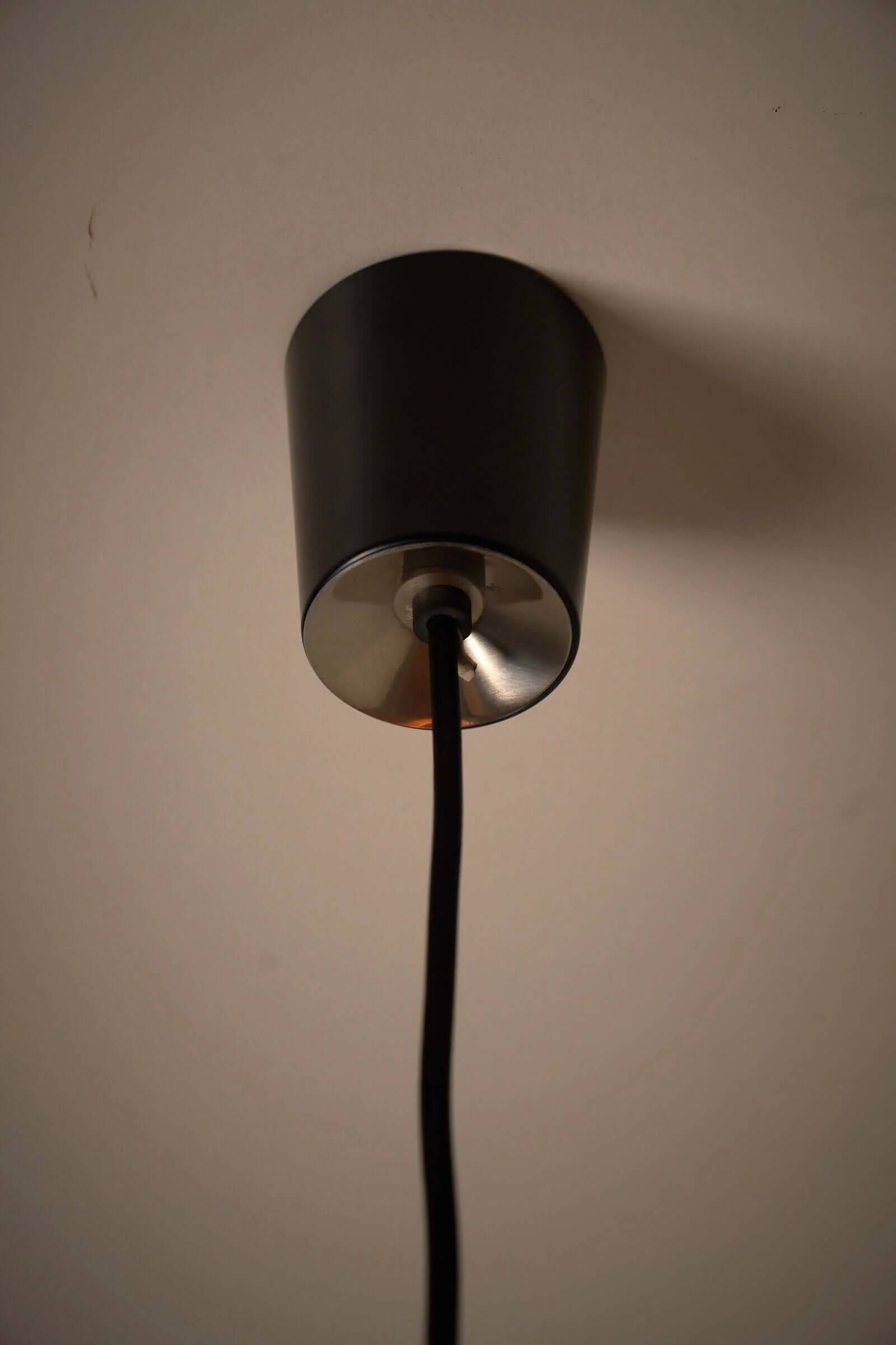 Pendant lamp by B+L Leuchten, orange dome shade and opal glass diffuser