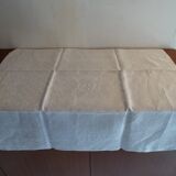 10 old embroidered napkins with L.J monogrammed damask cotton