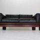 Tobia Scarpa black leather "Bastiano" 2-seater sofa for Knoll, 1960s, Italy