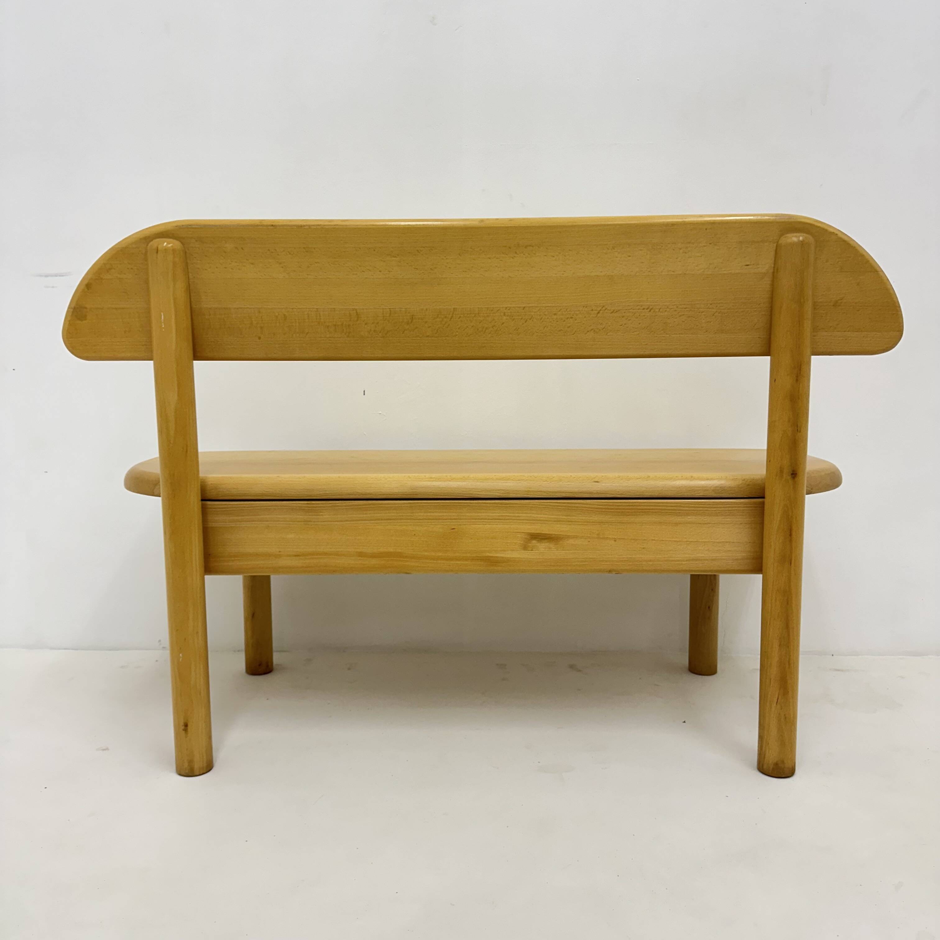 Vintage Danish Ansager mobler solid wooden bench , 1970s