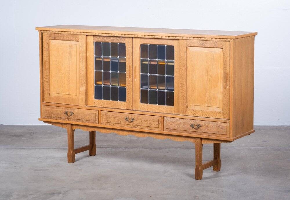 Brutalist Oak Sideboard attributed to Henning Kjærnulf, Denmark, 1960s