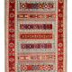 Tapis Kilim rouge style vintage en laine tissée à plat à la main, style tribal, 167 x 108 cm