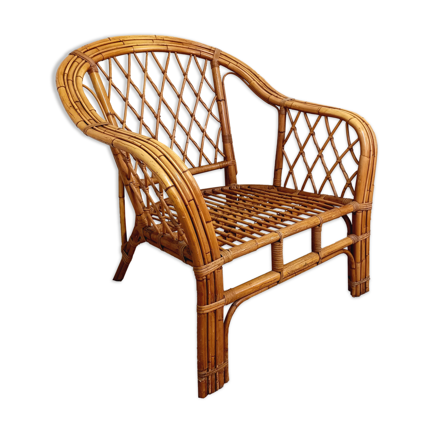 Vintage rattan armchair 60s