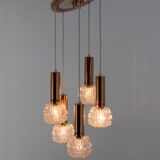 Mid-century Copper and Glass Chandelier, 1970s
