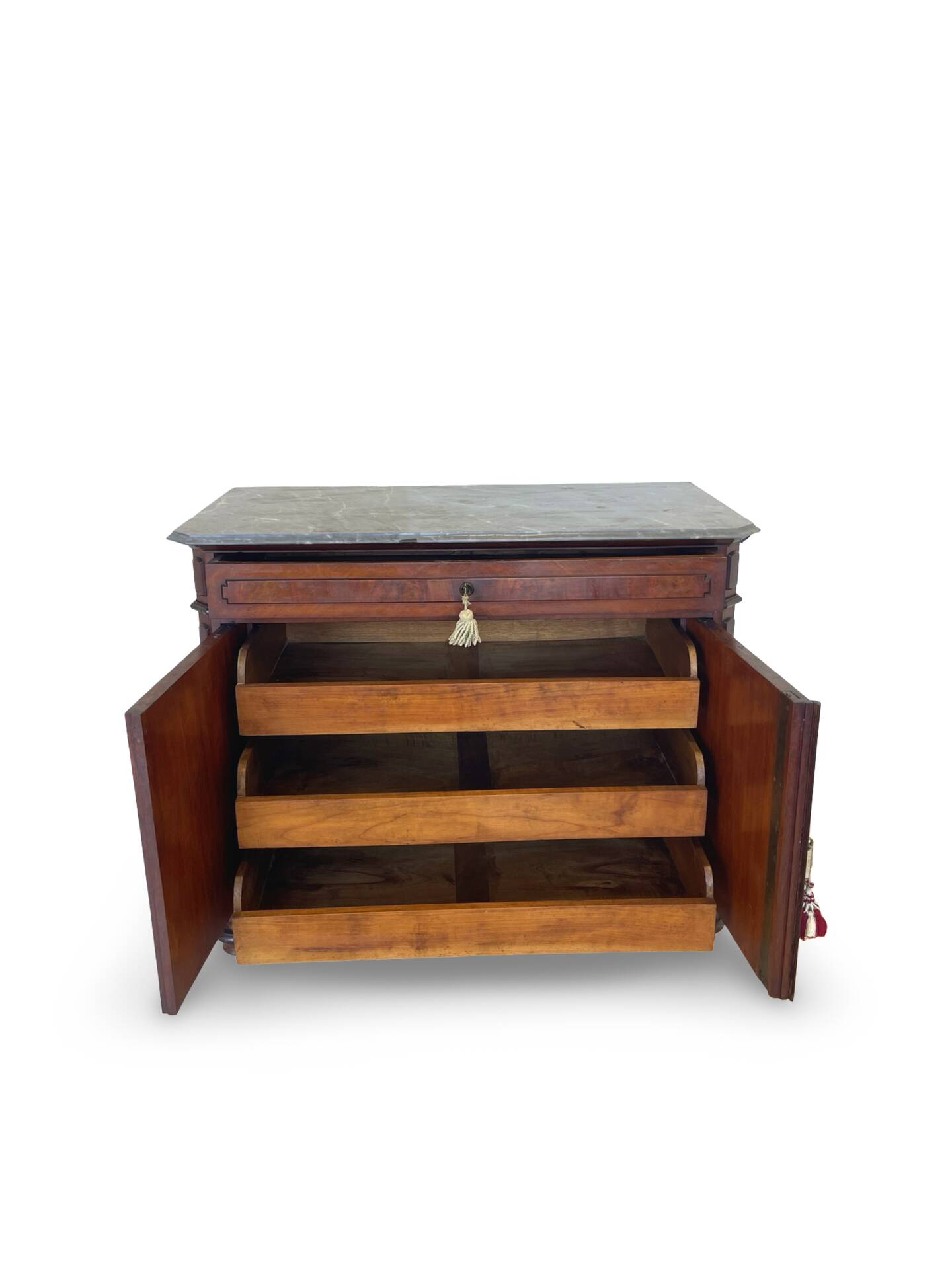 Commode Umbertino en acajou et noyer, 19e siècle.