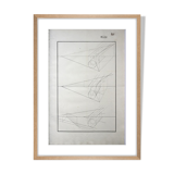 Old drawing - study of geometry - Ecole Royale Polytechnique 1824
