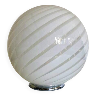 Lampe de table contemporaine en verre de Murano blanc spirale de Murano