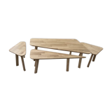 Set of low tables in oiled light oak.