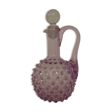 Italian Pink Bubble Glass Decanter with Stopper, 1960s