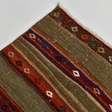 Red & Brown Pinstriped Style Vintage Kilim Rug, 142x182Cm