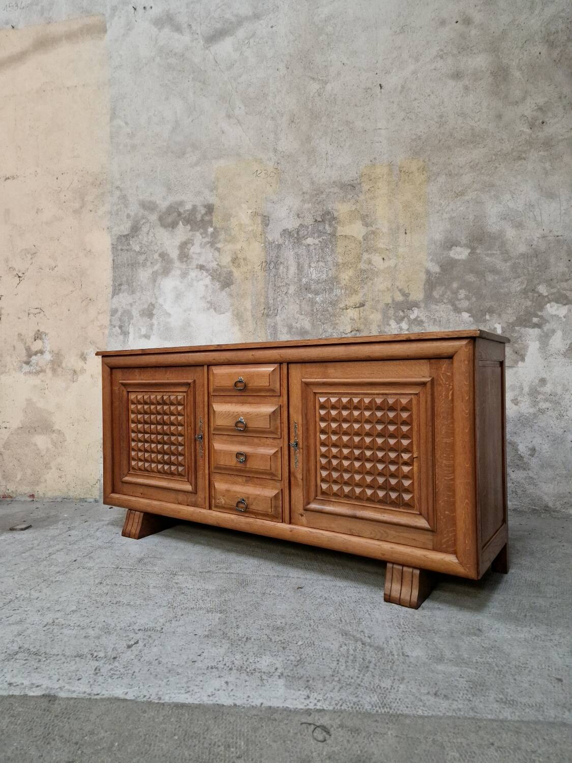 French Brutalist Art Deco Sideboard