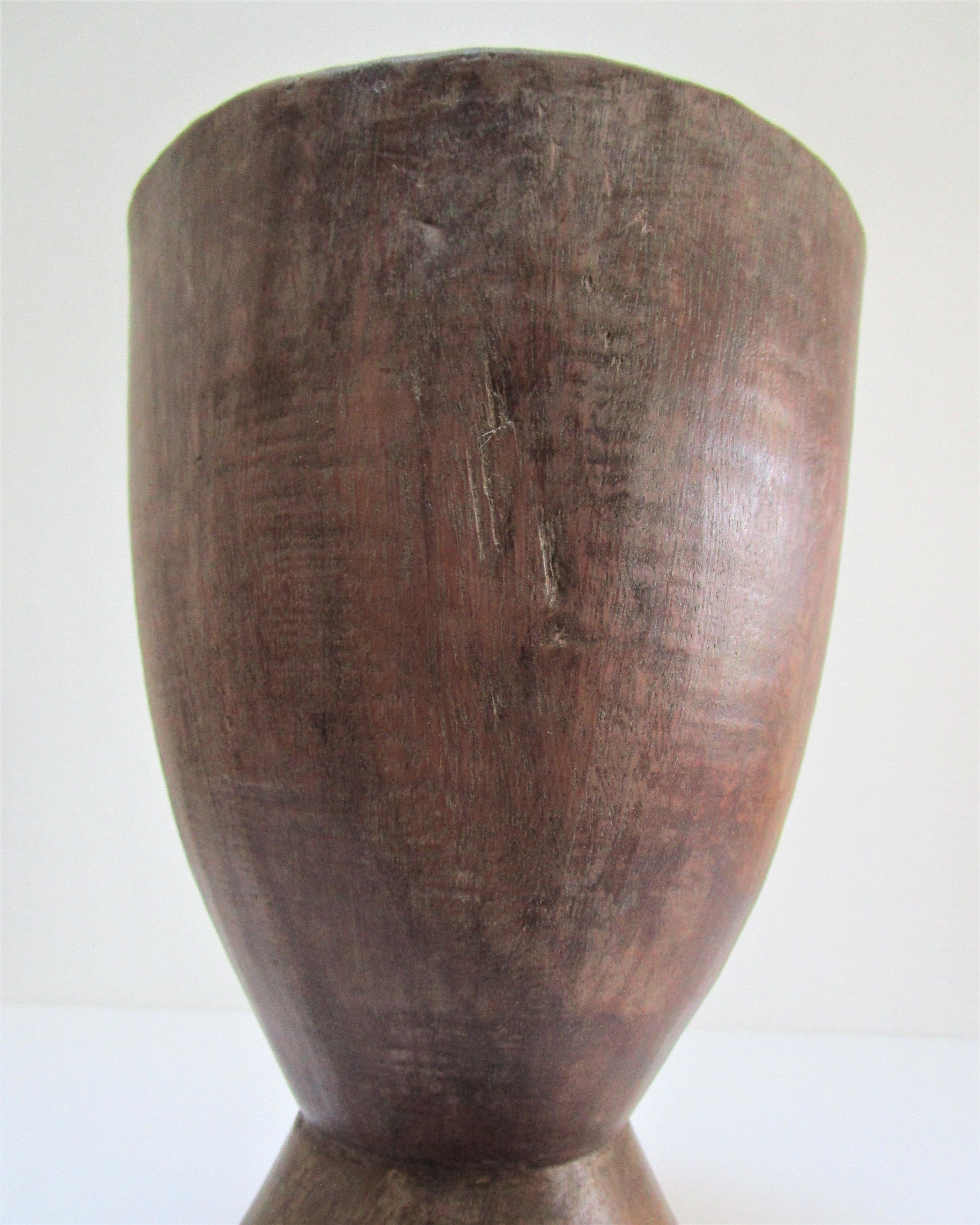 solid wood vase carved brutalist vintage