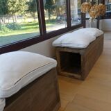 2-in-1 solid oak bench