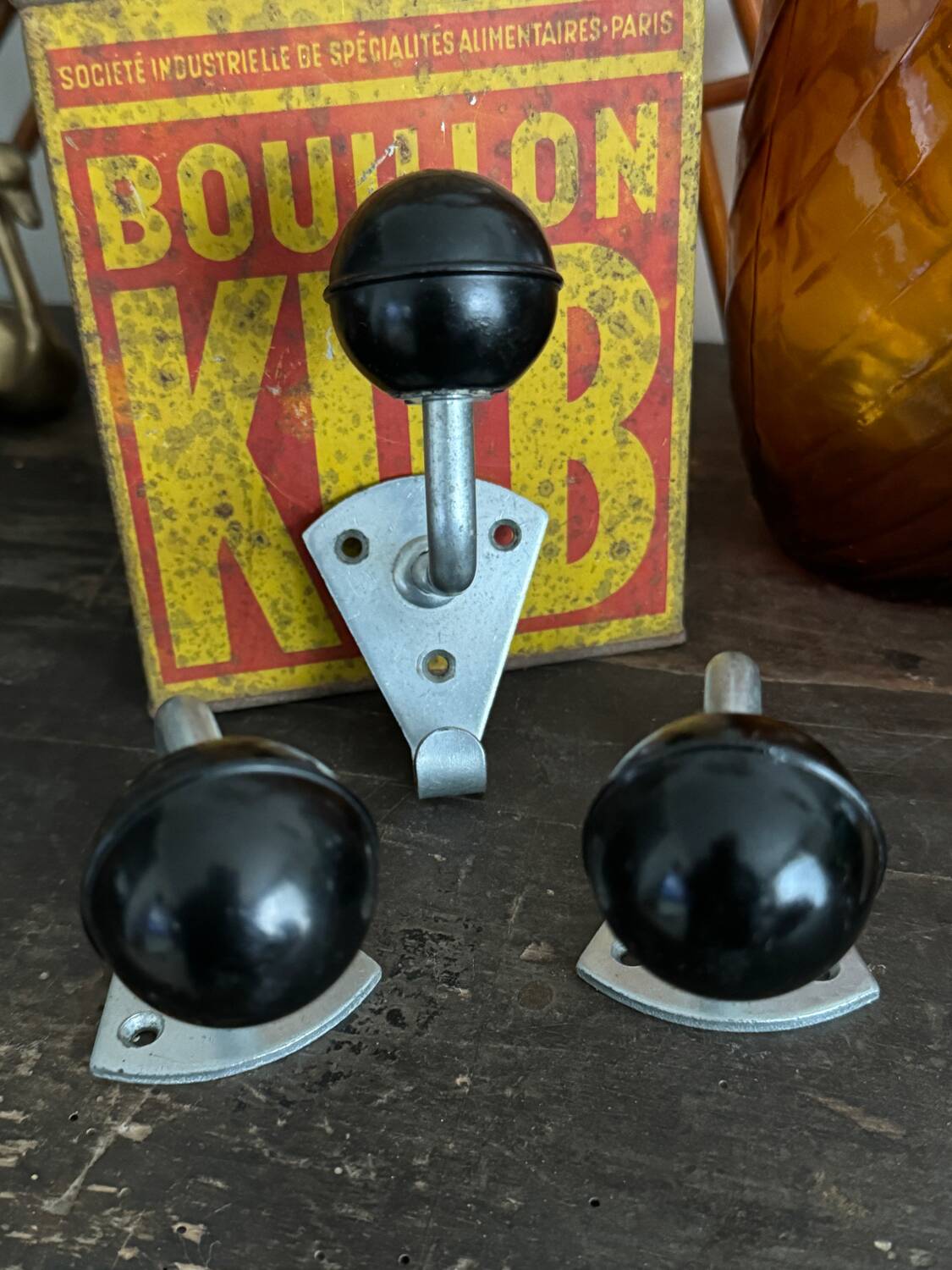 Old Bakelite ball wall hooks